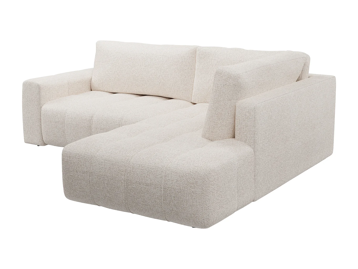 Canapé d'angle droit en tissu chiné beige LORIONA