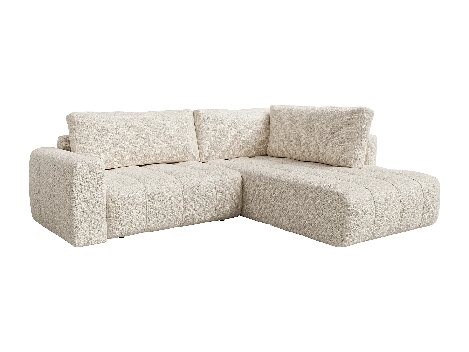 Canapé d'angle droit en tissu chiné beige LORIONA