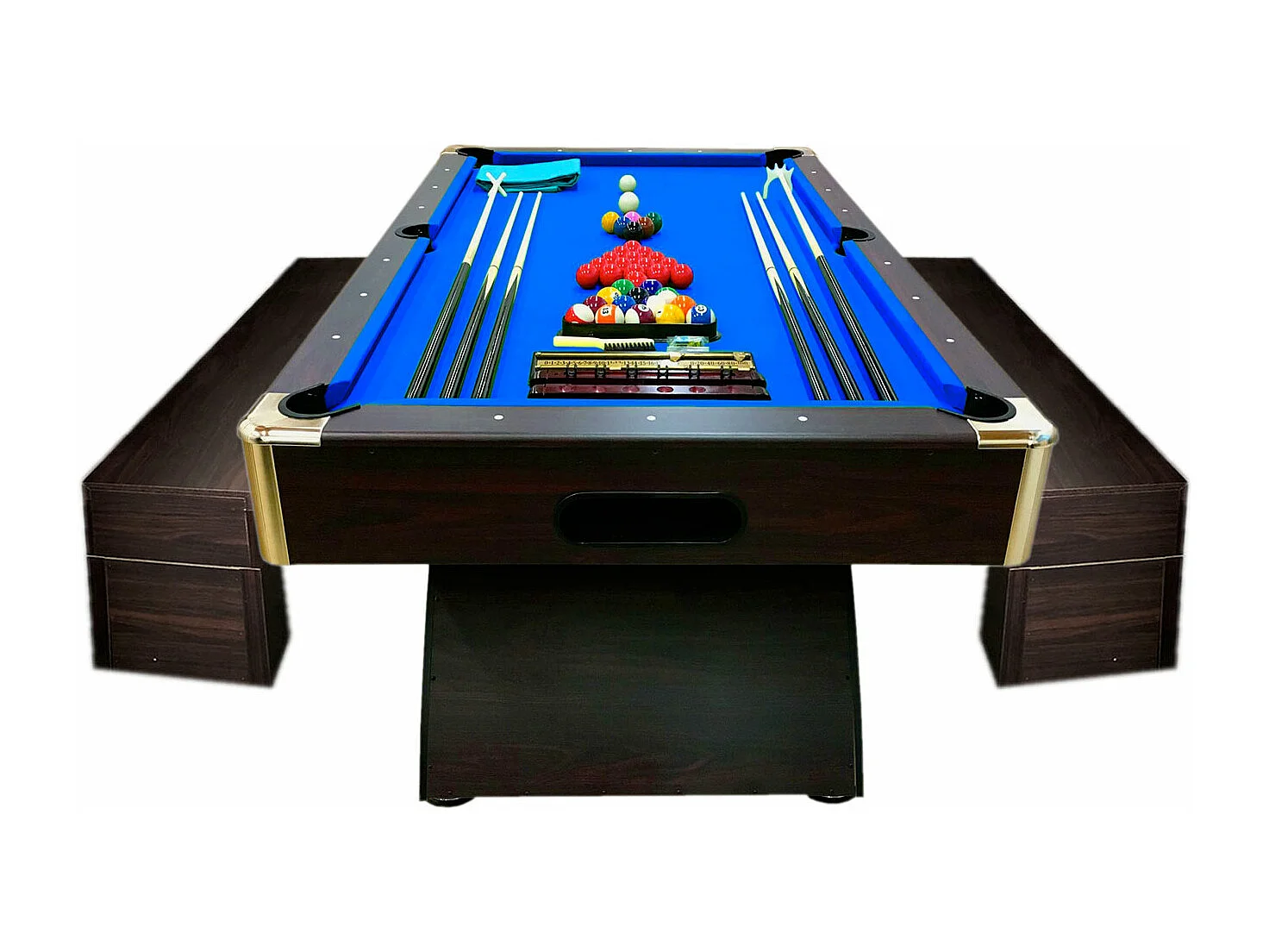 Table de billard 8 Pieds moderne avec bancs de rangement – ​​Thunder