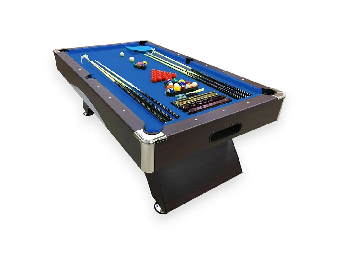 Table de billard 8 Pieds moderne bleu avec bancs de rangement – ​​Thunder