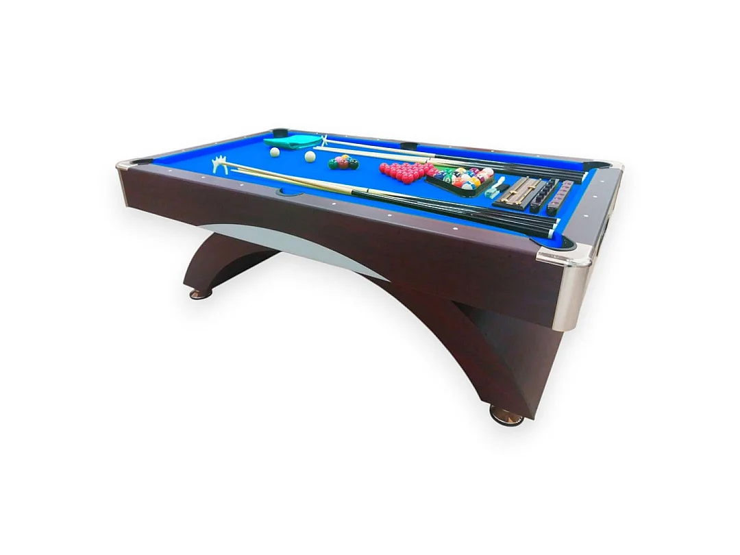 Table de billard 8 Pieds moderne bleu avec bancs de rangement – ​​Thunder