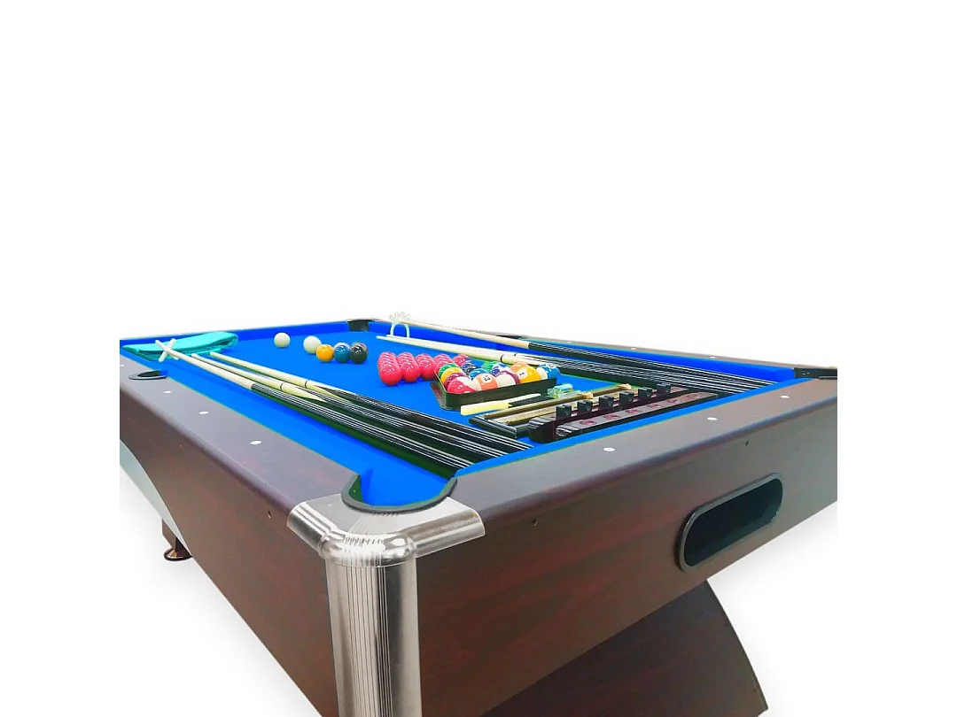 Table de billard 8 Pieds moderne bleu avec bancs de rangement – ​​Thunder