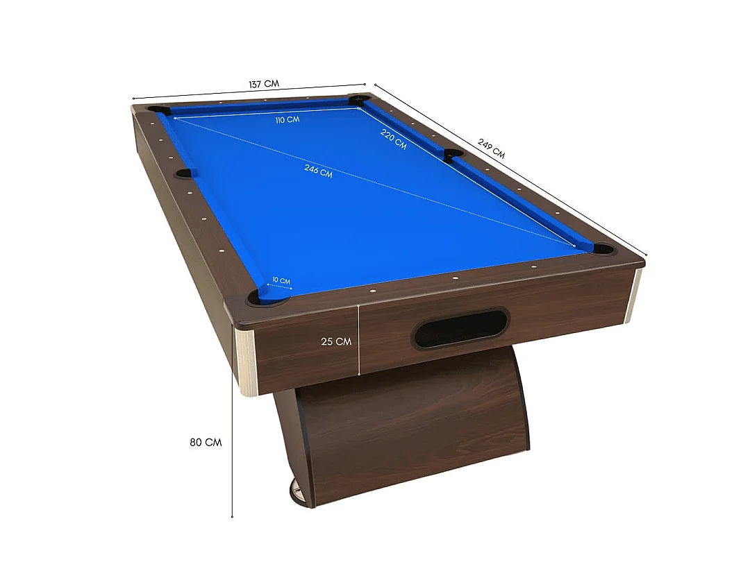 Table de billard 8 Pieds moderne bleu avec bancs de rangement – ​​Thunder