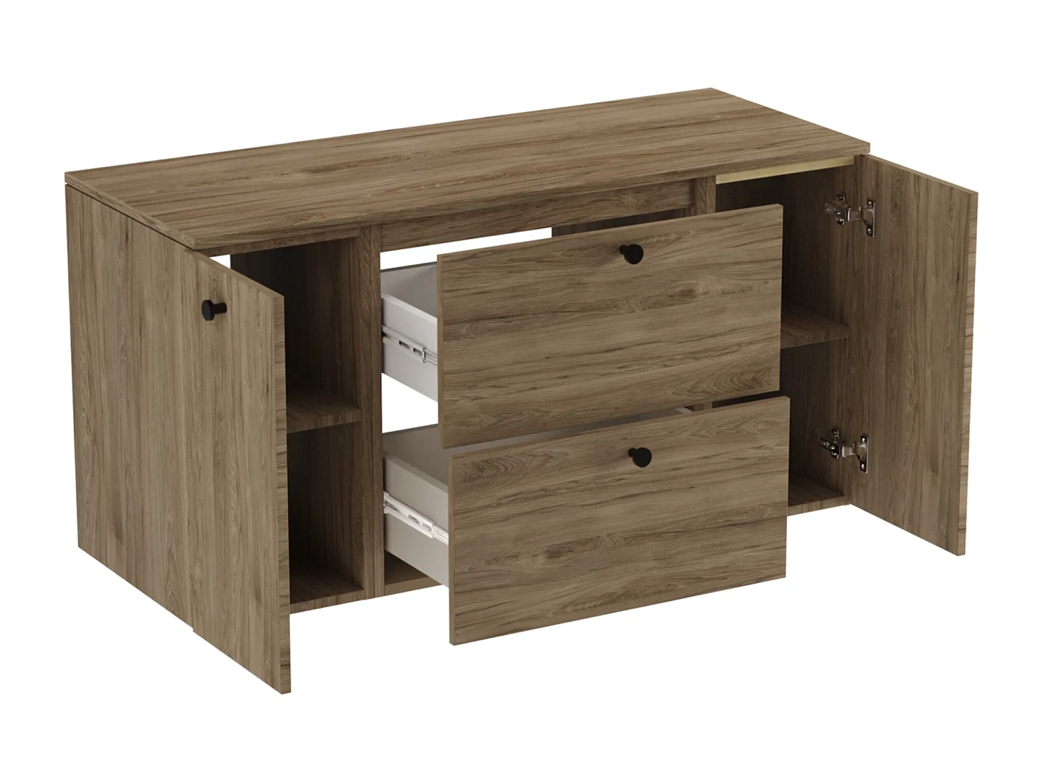 Meuble lavabo WENA, avec 2 portes et 2 tiroirs, fronts lisses, Beti, 120x60x47 cm, Noyer foncé