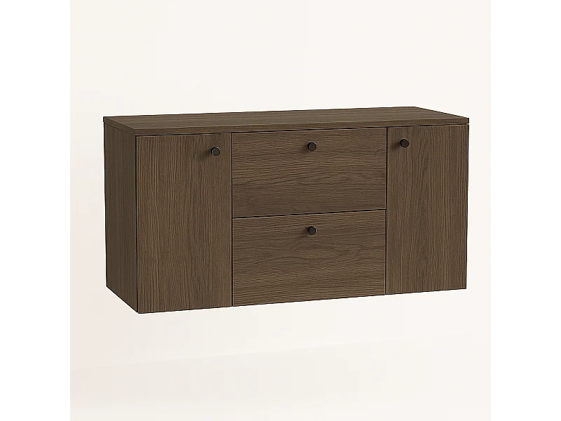 Wastafelkast WENA, met 2 deuren en 2 laden, gladde fronten, Beti, 120x60x47 cm, Donker walnoot