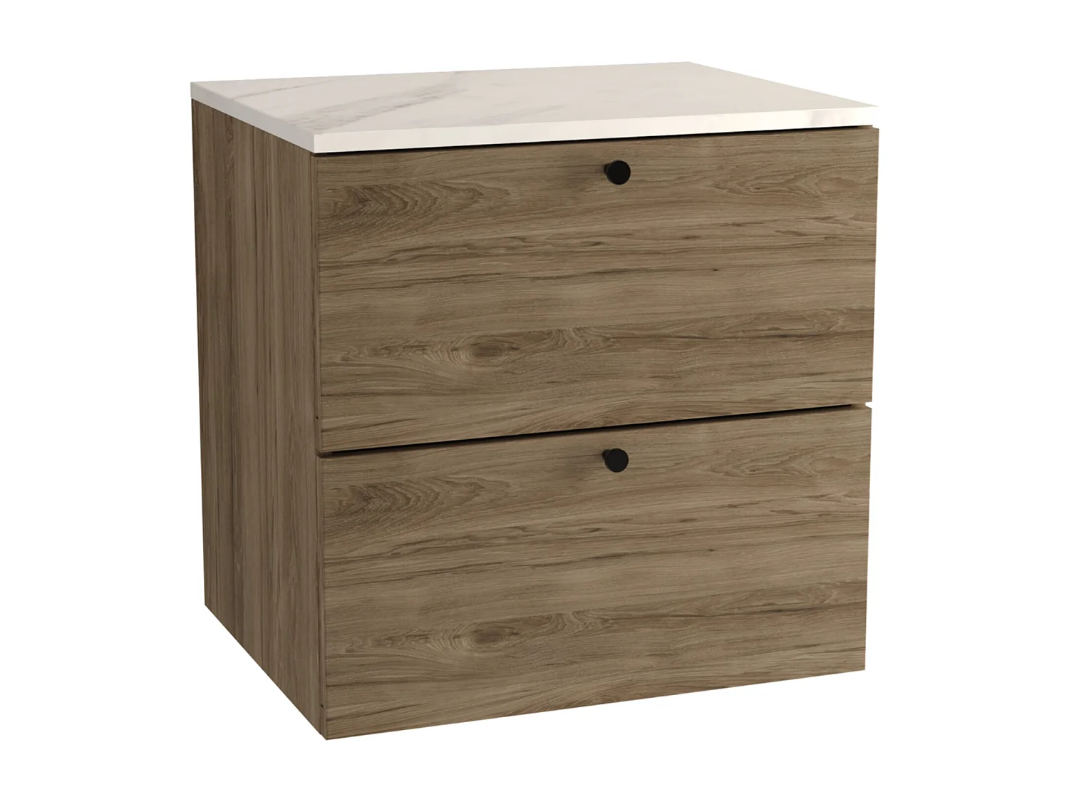 Meuble lavabo WENA, fronts lisses, Beti, 60x60x47 cm, Noyer foncé/Marbre Bianco