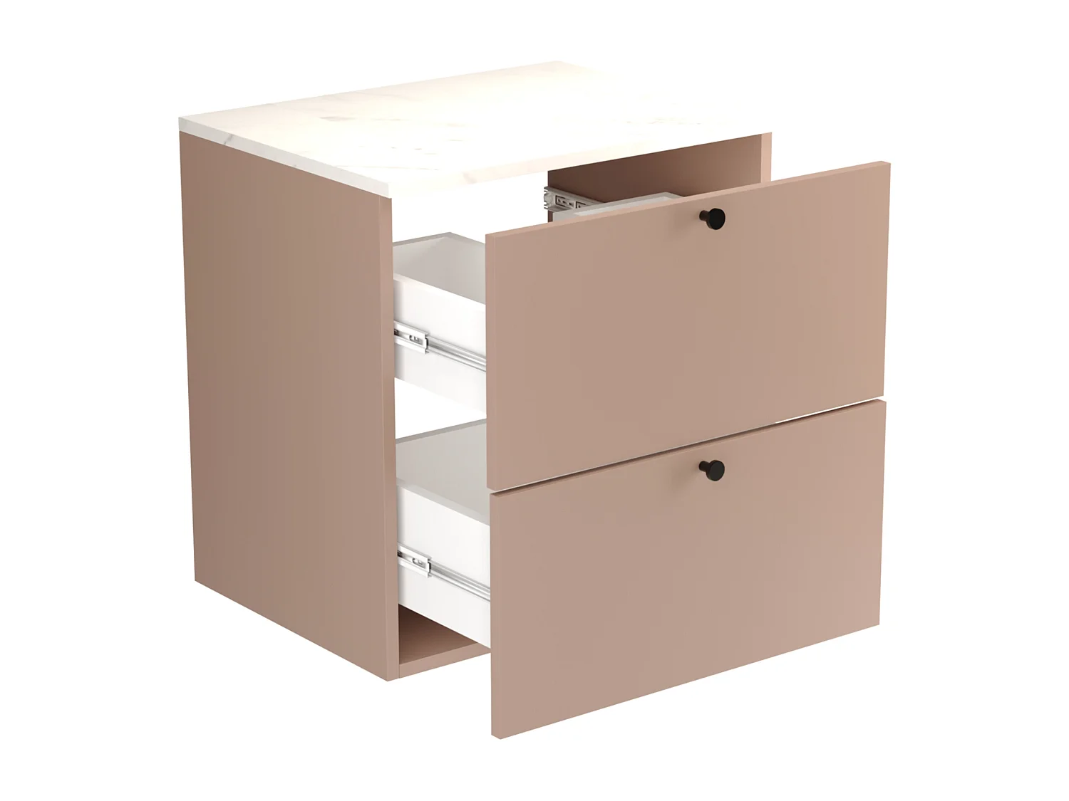 Meuble lavabo WENA, fronts lisses, Beti, 60x60x47 cm, Rose foncé/Marbre Bianco