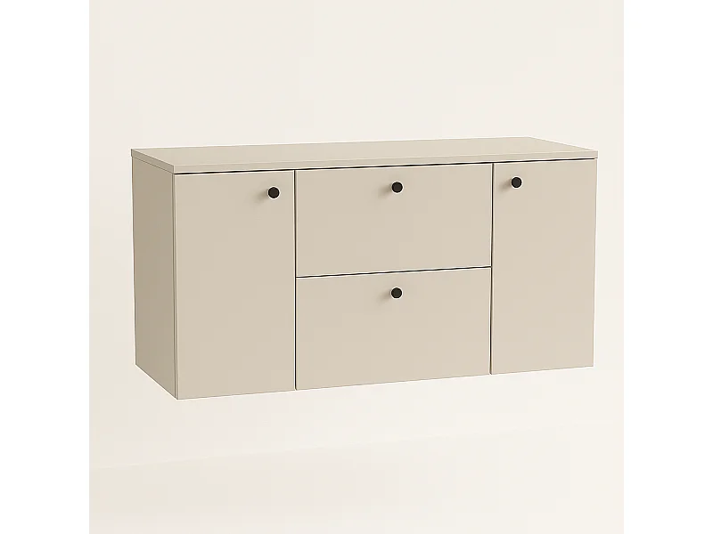 Waschtischunterschrank WENA, mit 2 Türen und 2 Schubladen, glatte Fronten, Beti, 120x60x47 cm, Kaschmir