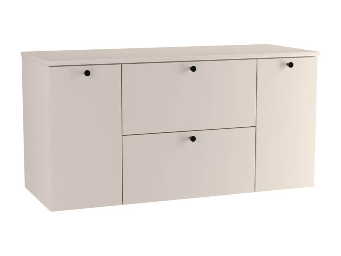 vente unique Meuble lavabo WENA avec 2 portes et 2 tiroirs fronts lisses Beti 120x60x47 cm Cachemire