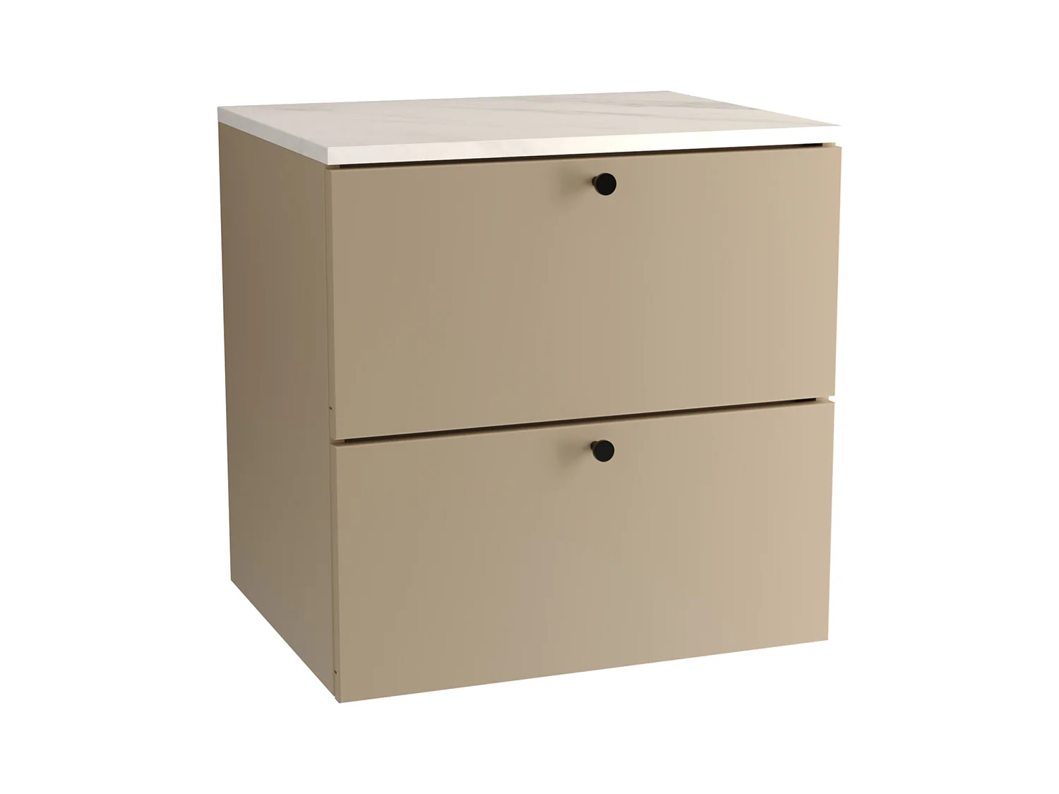 Meuble lavabo WENA, fronts lisses, Beti, 60x60x47 cm, Cappuccino/Marbre Bianco
