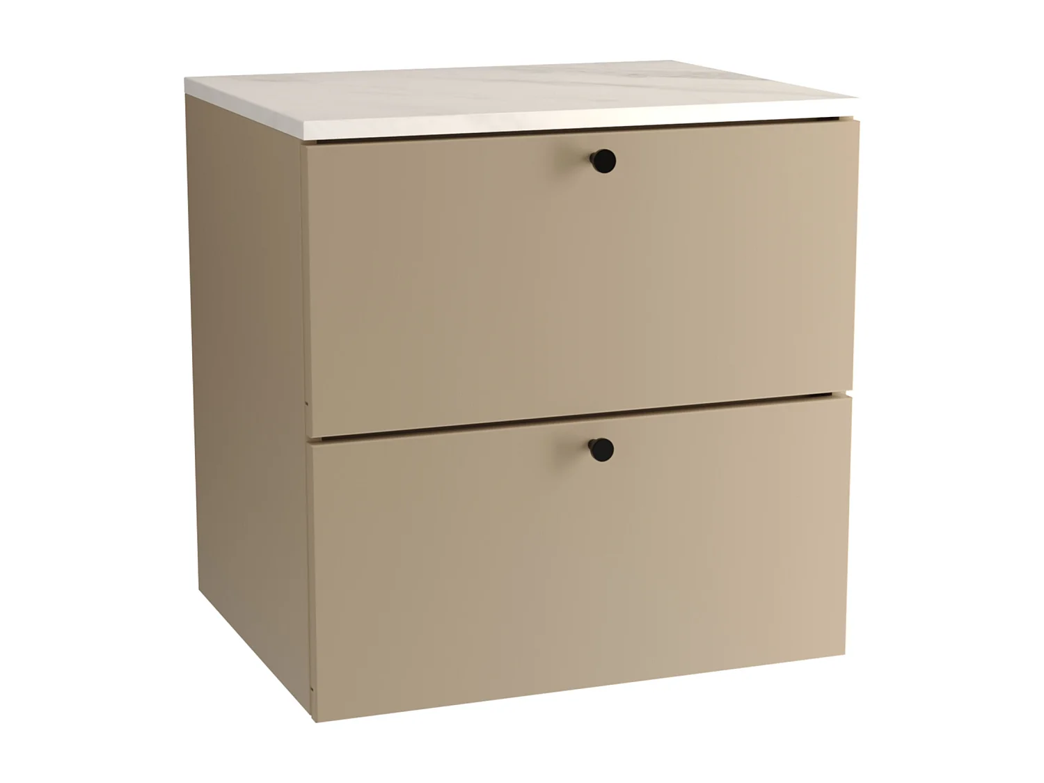 Meuble lavabo WENA, fronts lisses, Beti, 60x60x47 cm, Cappuccino/Marbre Bianco