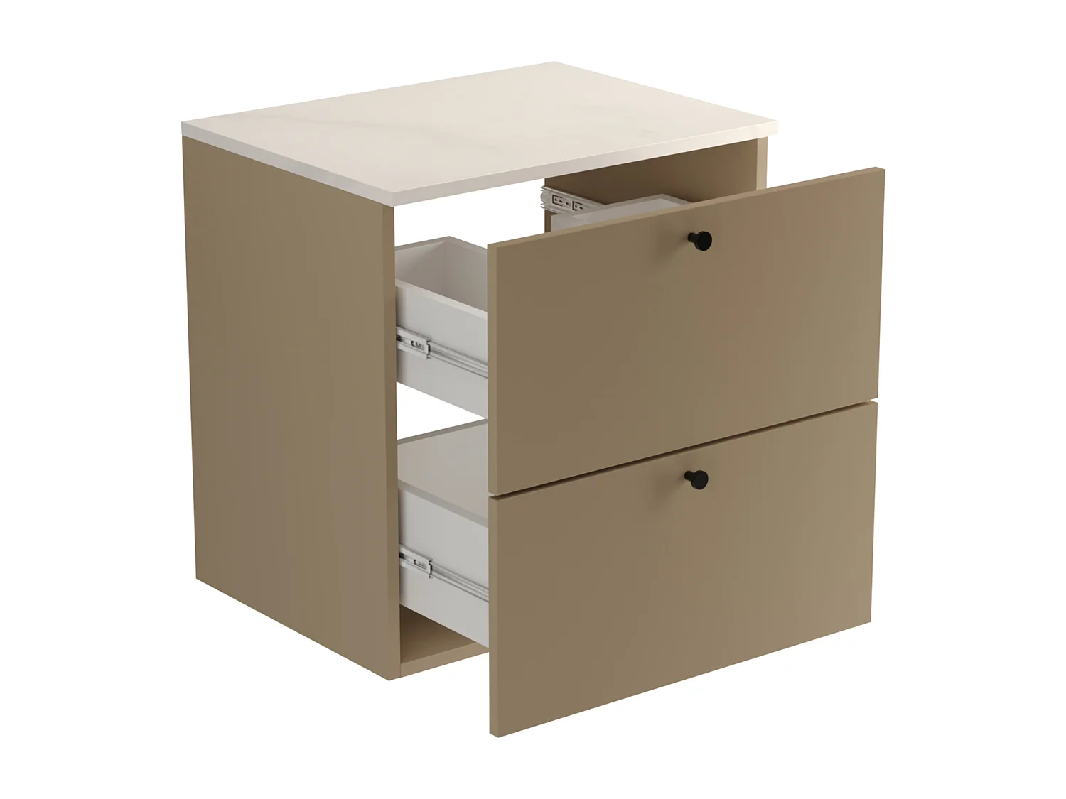 Meuble lavabo WENA, fronts lisses, Beti, 60x60x47 cm, Cappuccino/Marbre Bianco