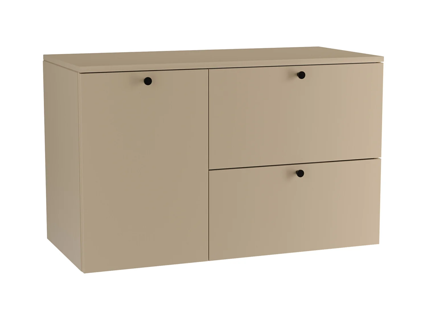 Meuble lavabo WENA, fronts lisses, avec panier à linge, Beti, 100x60x47 cm, Cappuccino
