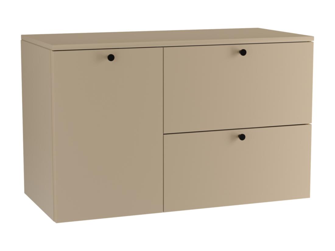 vente unique Meuble lavabo WENA fronts lisses avec panier à linge Beti 100x60x47 cm Cappuccino