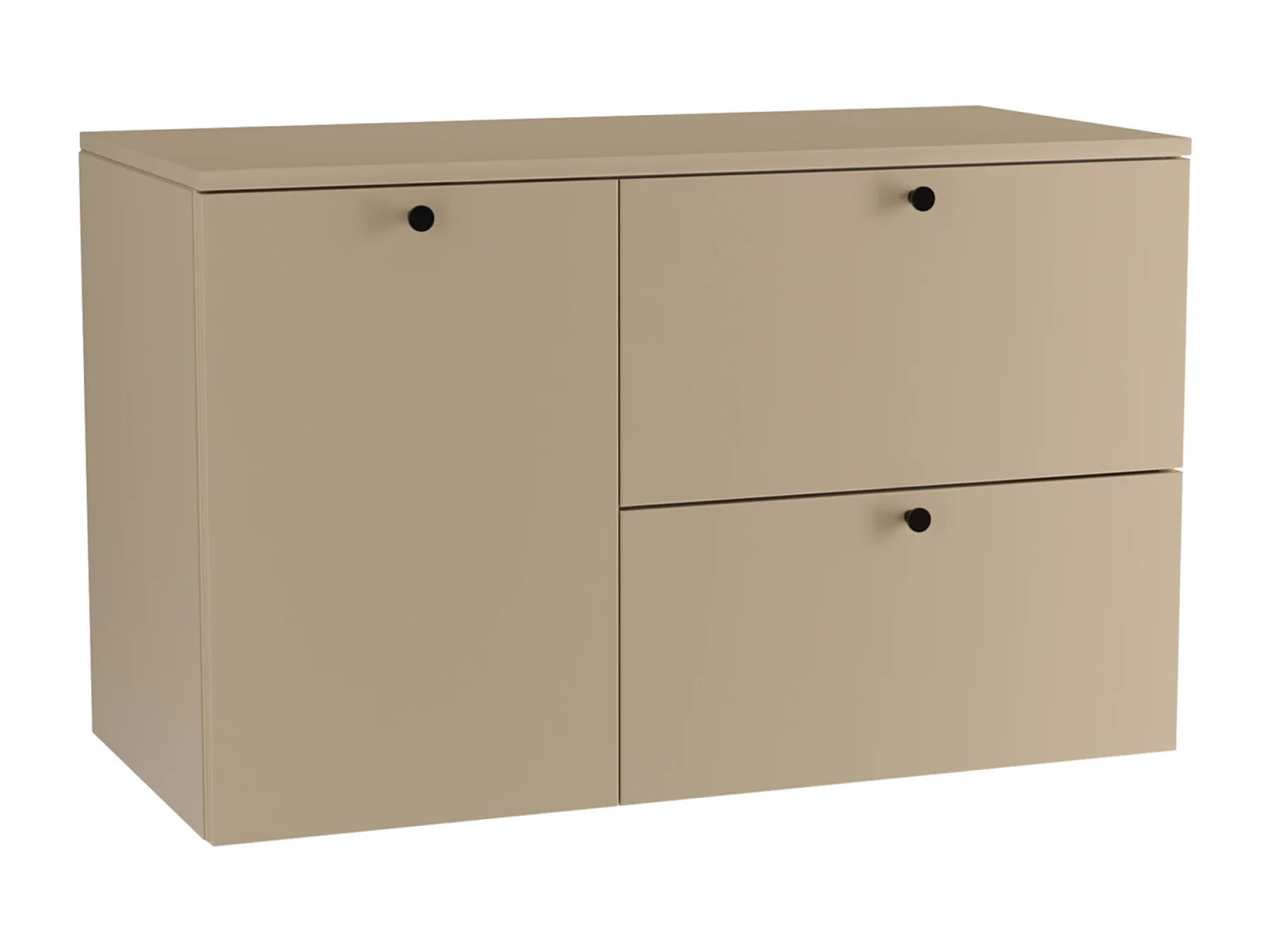 Meuble lavabo WENA, fronts lisses, avec panier à linge, Beti, 100x60x47 cm, Cappuccino