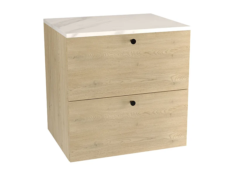 Szafka pod umywalkę WENA, gładkie fronty, Beti, 60x60x47 cm, Dąb Cremona/Marmur Bianco