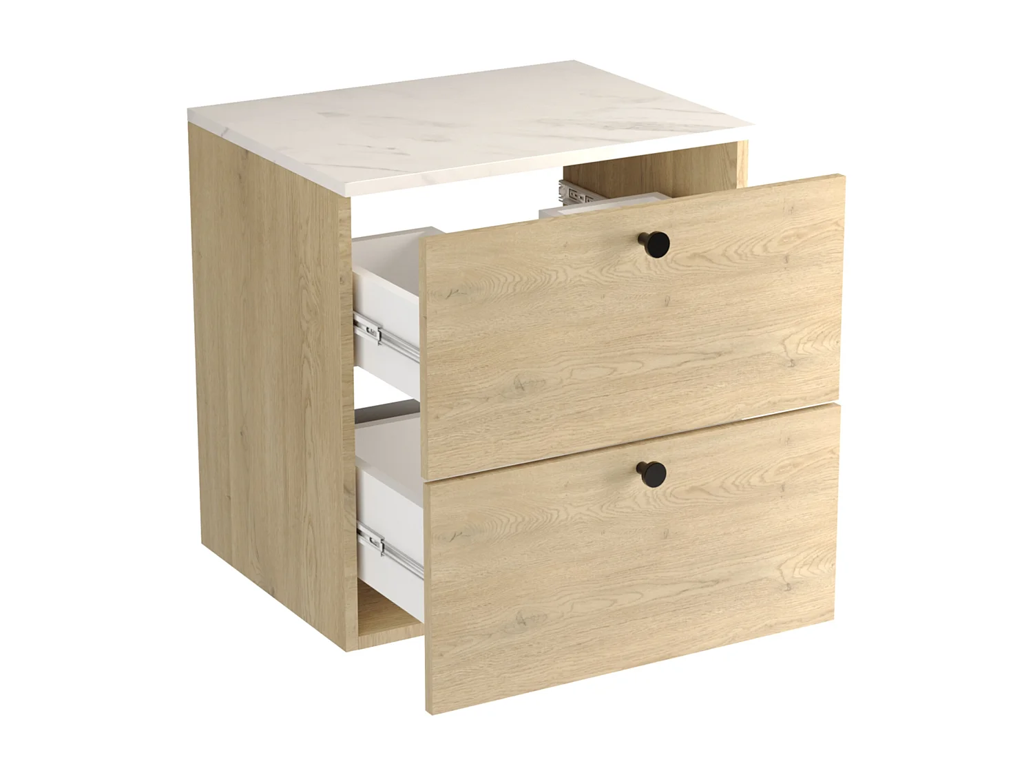 Szafka pod umywalkę WENA, gładkie fronty, Beti, 60x60x47 cm, Dąb Cremona/Marmur Bianco