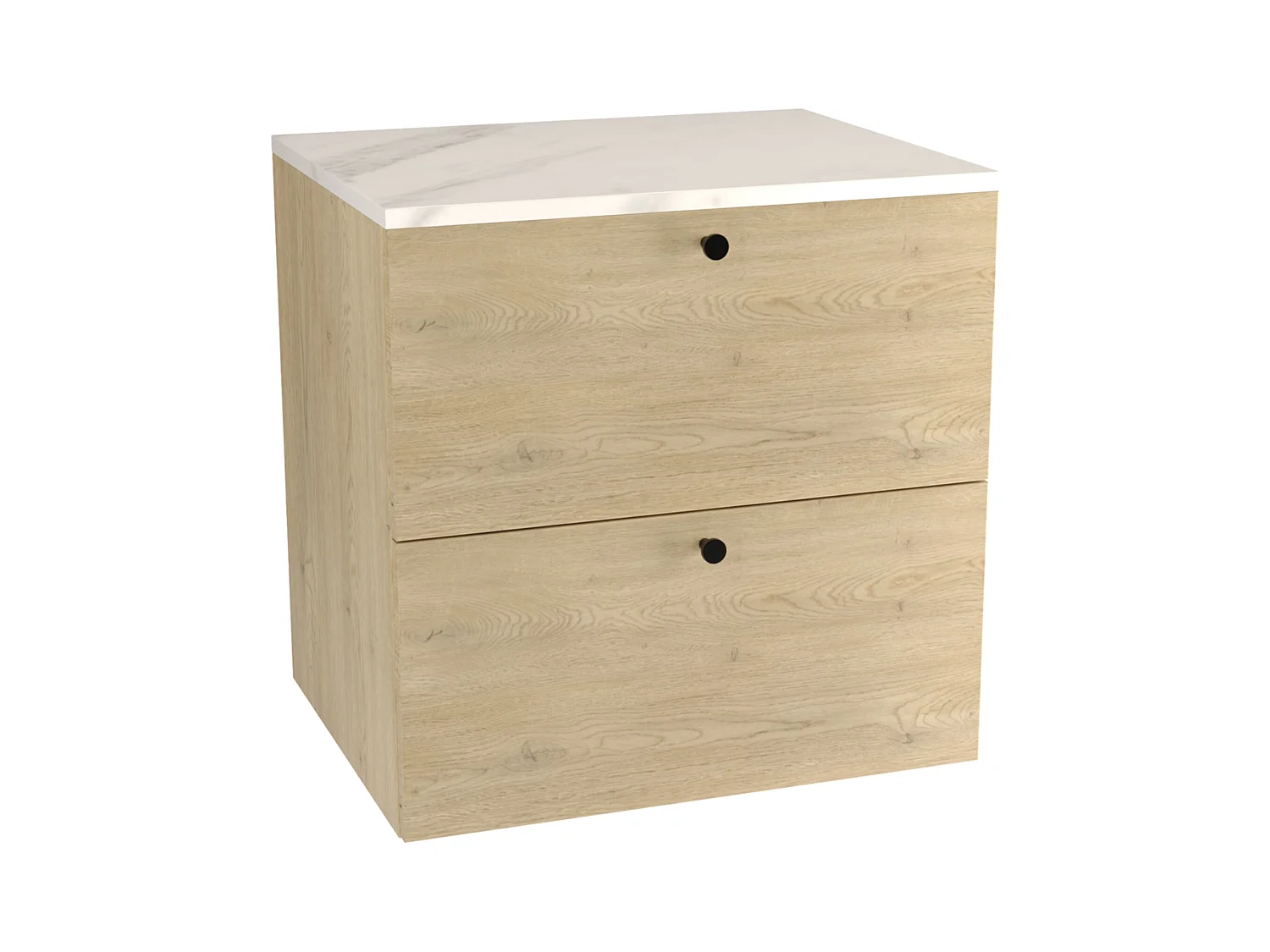 Meuble lavabo WENA, fronts lisses, Beti, 60x60x47 cm, Chêne de Crémone/Marbre Bianco
