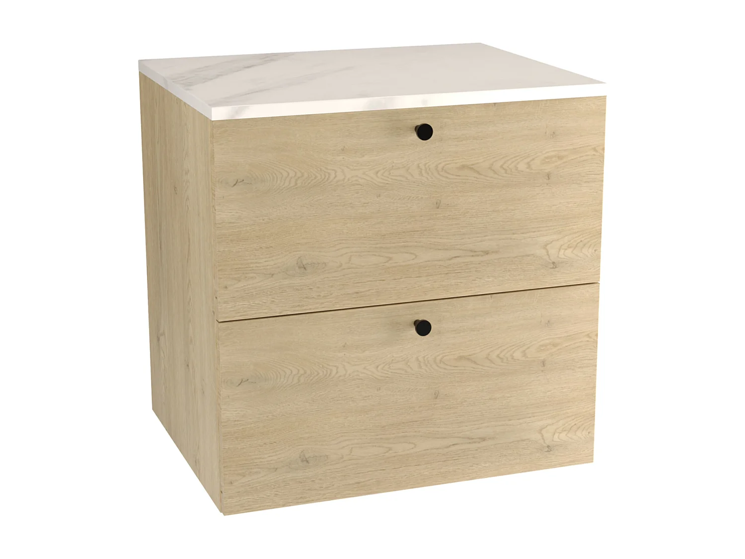 Wastafelkast WENA, gladde fronten, Beti, 60x60x47 cm, Eik Cremona/Marmer Bianco