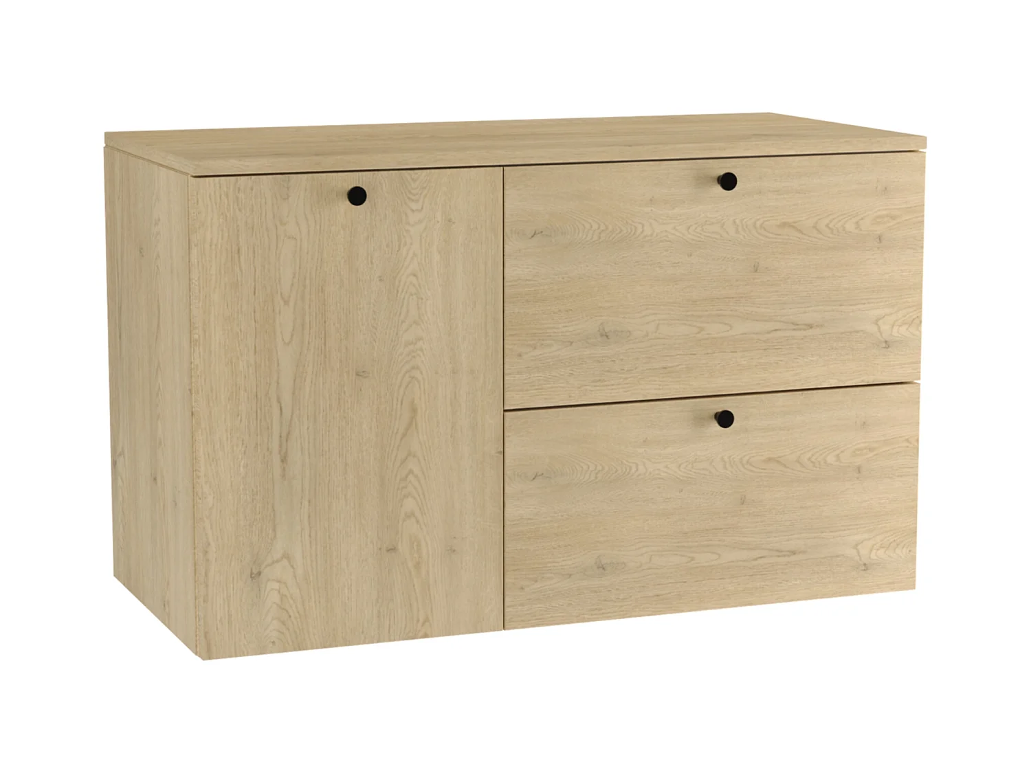 Meuble lavabo WENA, fronts lisses, avec panier à linge, Beti, 100x60x47 cm, Chêne de Crémone