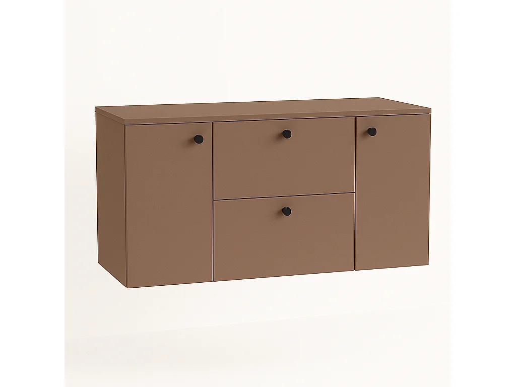 Szafka pod umywalkę WENA, z 2 drzwiami i 2 szufladami, gładkie fronty, Beti, 120x60x47 cm, Ciemny Róż