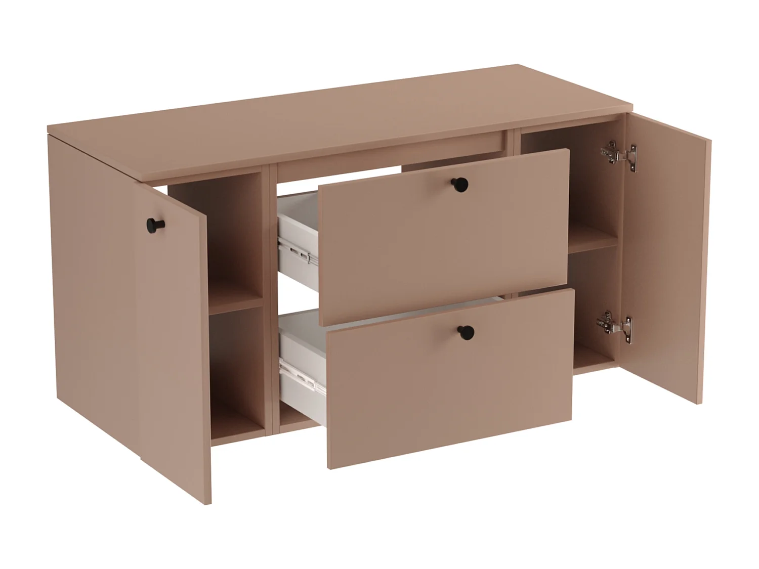 Szafka pod umywalkę WENA, z 2 drzwiami i 2 szufladami, gładkie fronty, Beti, 120x60x47 cm, Ciemny Róż