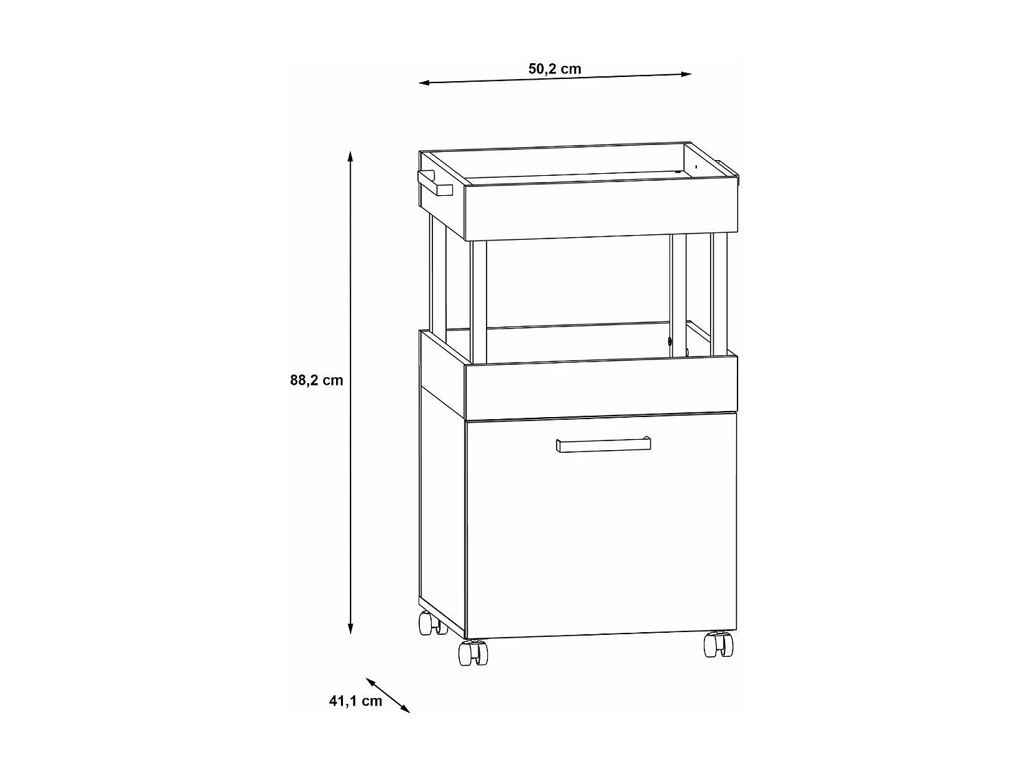 Mueble bar de 89x50x41 cm de tablero laminado en color beige con 1 puerta y ruedas Fizz