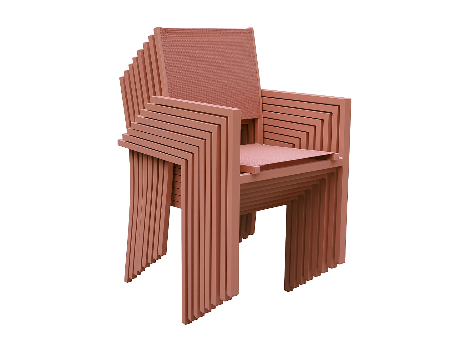 Set di 4 sedie in alluminio terracotta - textilène terracotta