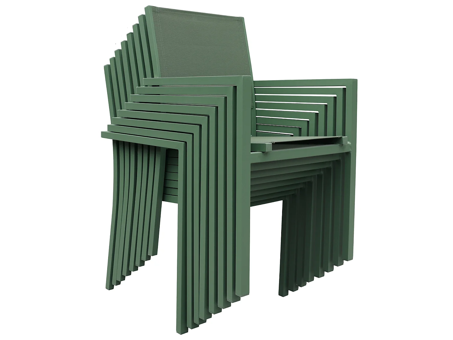 Set van 4 saliegroene aluminium stoelen - saliegroen textilene