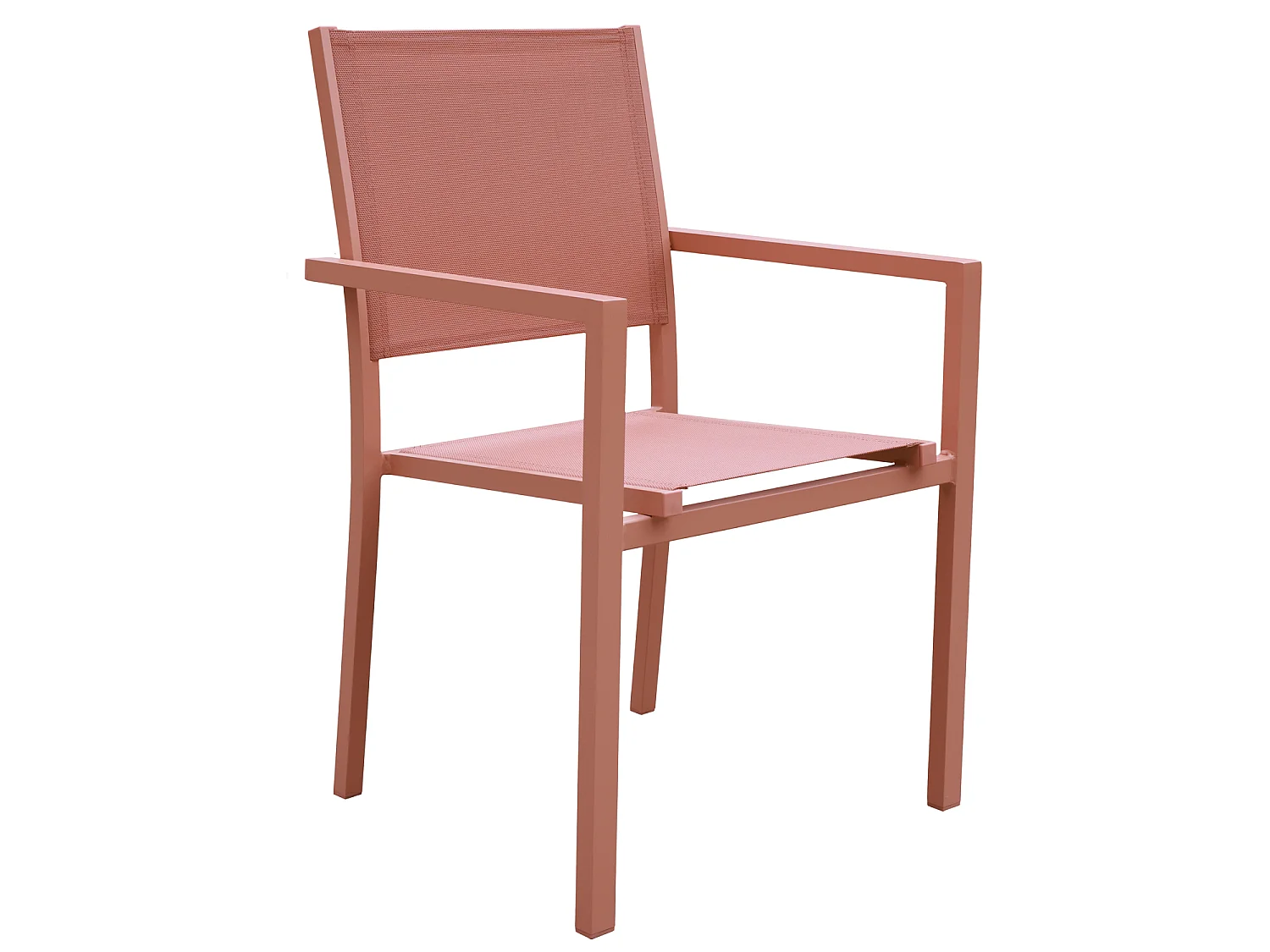 Set van 6 terracotta aluminium stoelen - textilène terracotta