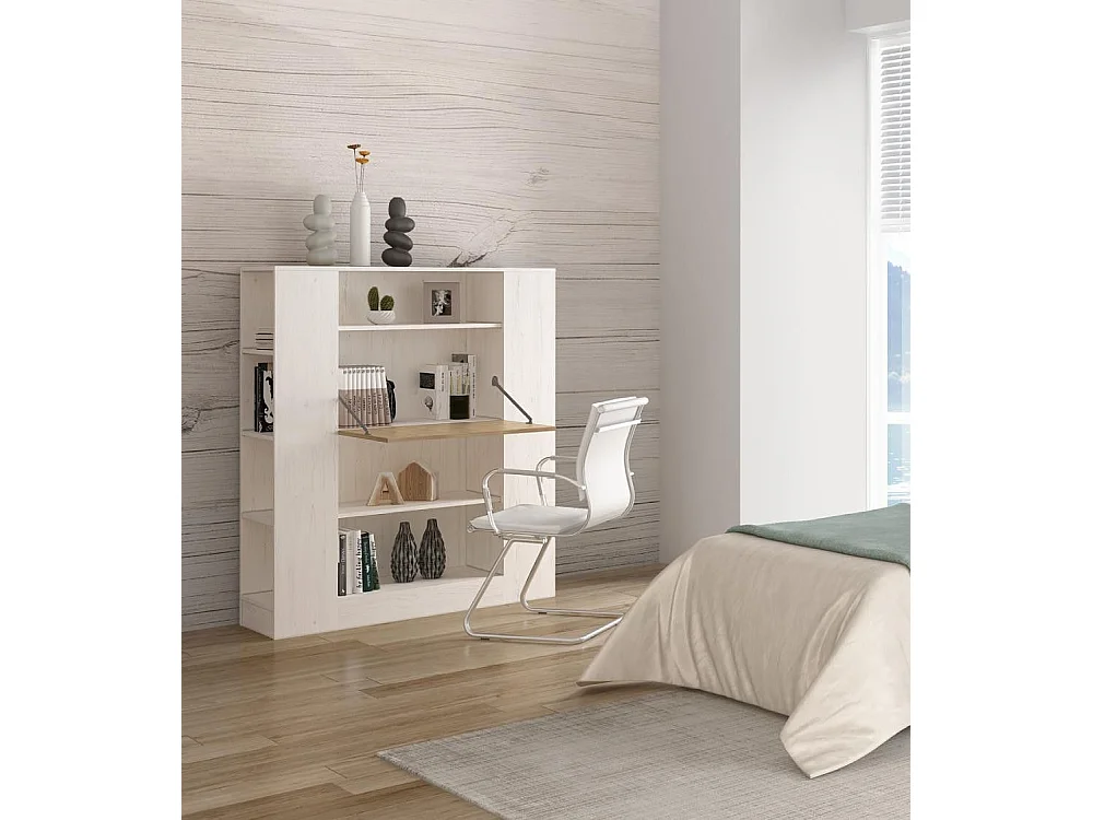 Estantería de estudio de 140x120x35 cm de melamina con función de mesa en blanco Darcy