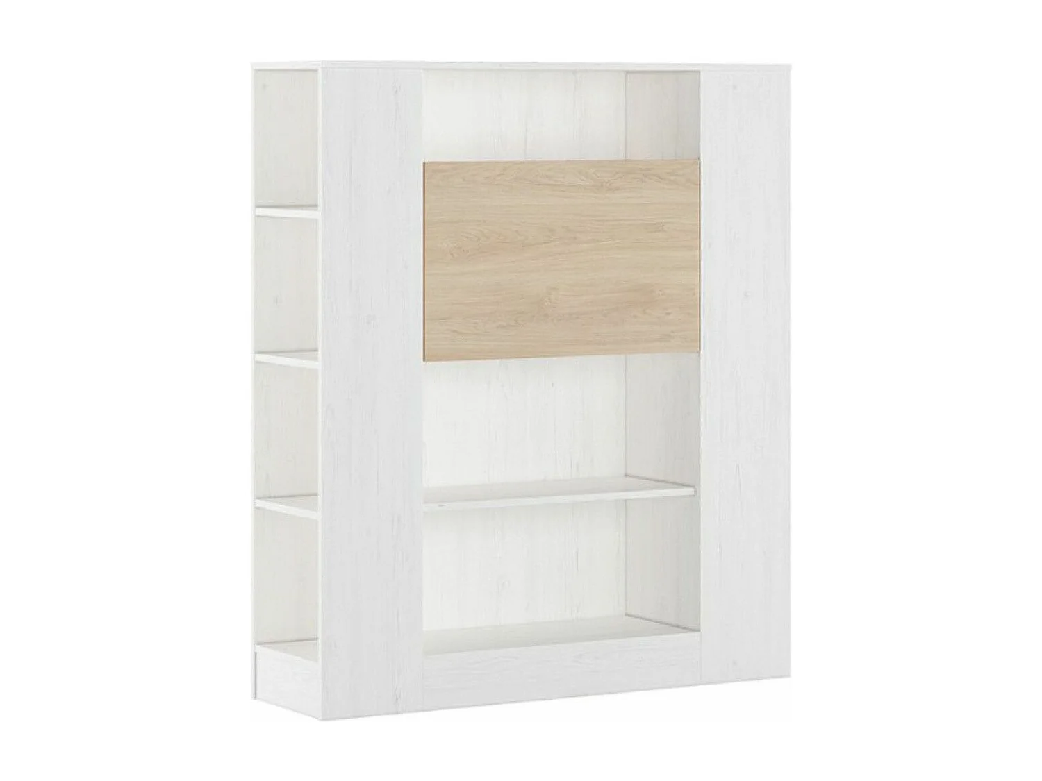 Estantería de estudio de 140x120x35 cm de melamina con función de mesa en blanco Darcy