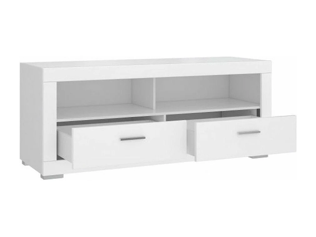 Mueble TV de 156x64x52 cm de diseño moderno con 2 cajones inferiores en color blanco Snow