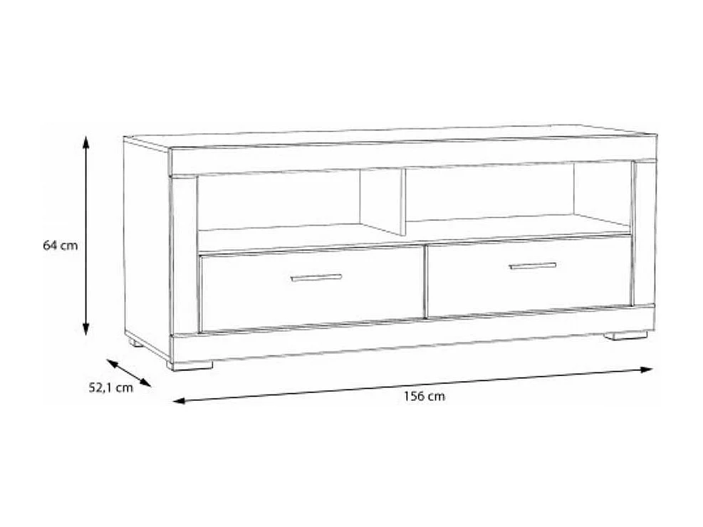 Mueble TV de 156x64x52 cm de diseño moderno con 2 cajones inferiores en color blanco Snow
