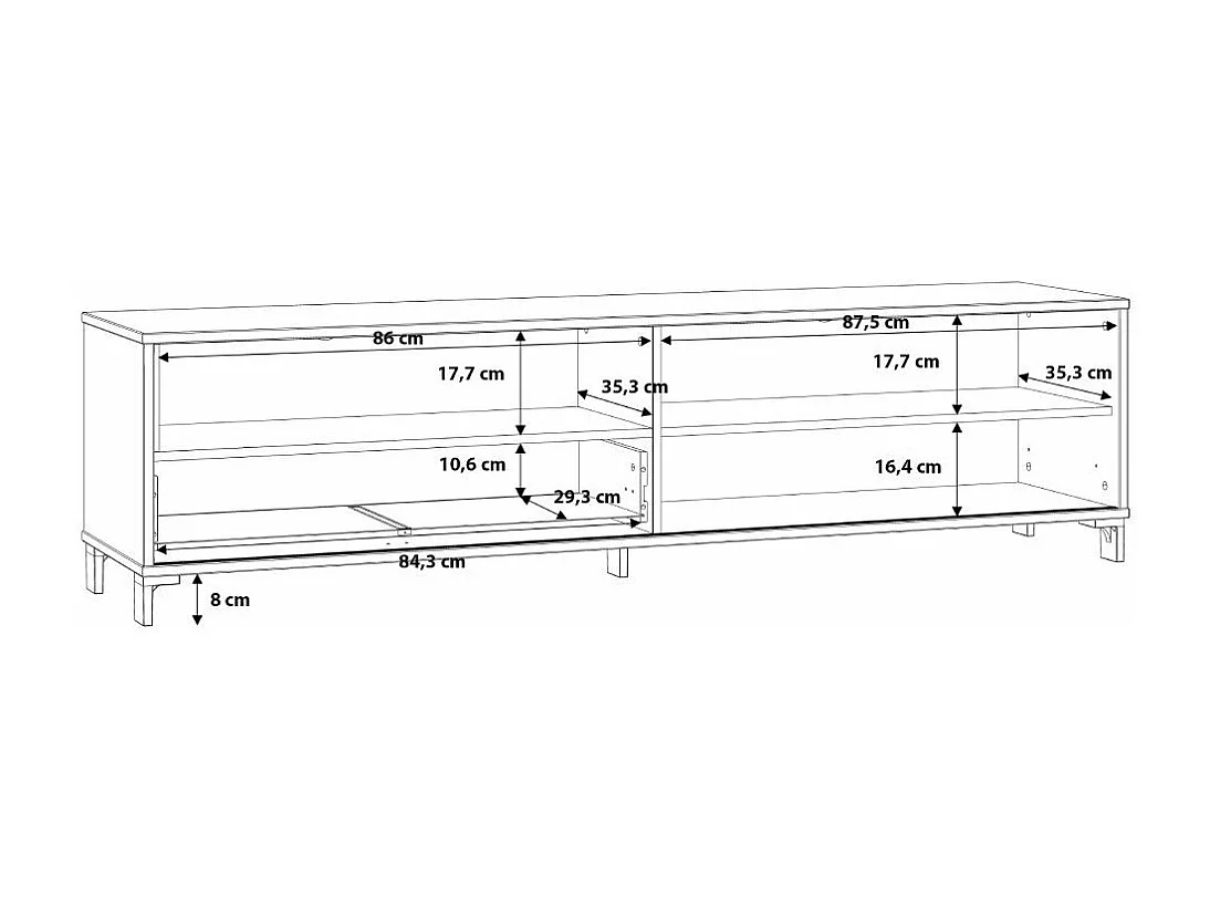 Mueble TV de 47x181x42 cm de estilo moderno industrial con cajón tipo push en beige Folke