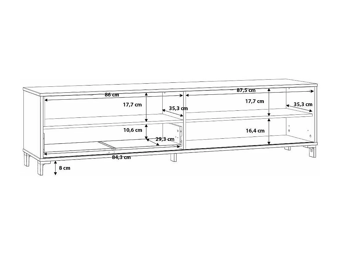 Mueble TV de 47x181x42 cm de estilo moderno industrial con cajón tipo push en beige Folke