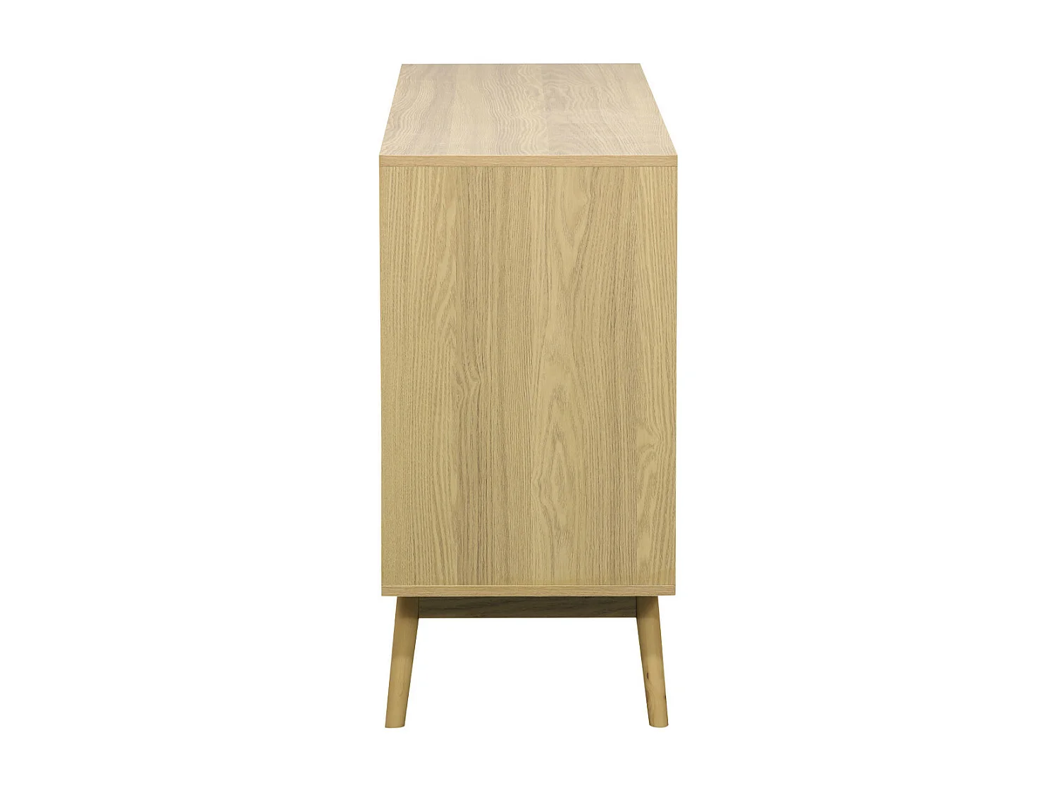 Aparador de 150x80x40 cm con puerta corredera y 3 cajones laterales en color beige Kaede