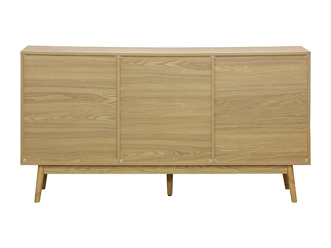 Aparador de 150x80x40 cm con puerta corredera y 3 cajones laterales en color beige Kaede