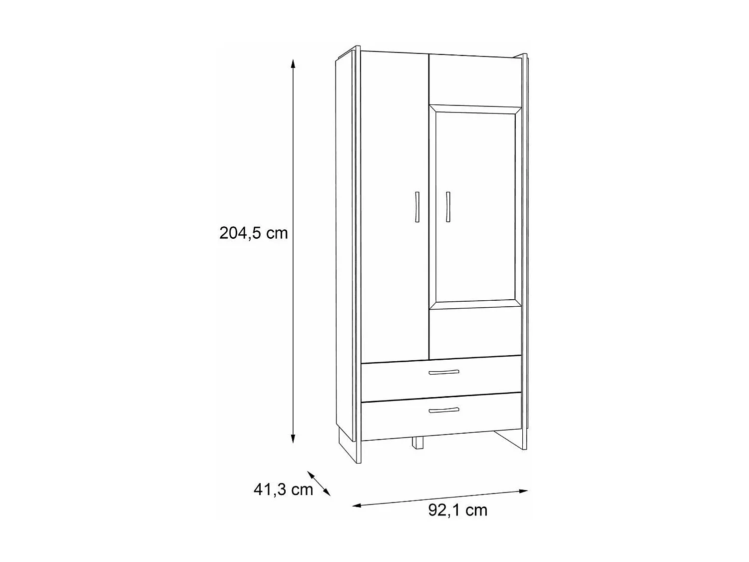 Vitrina alta de 205x92x41 cm con puerta acristalada, otra opaca y 2 cajones en beige Frank