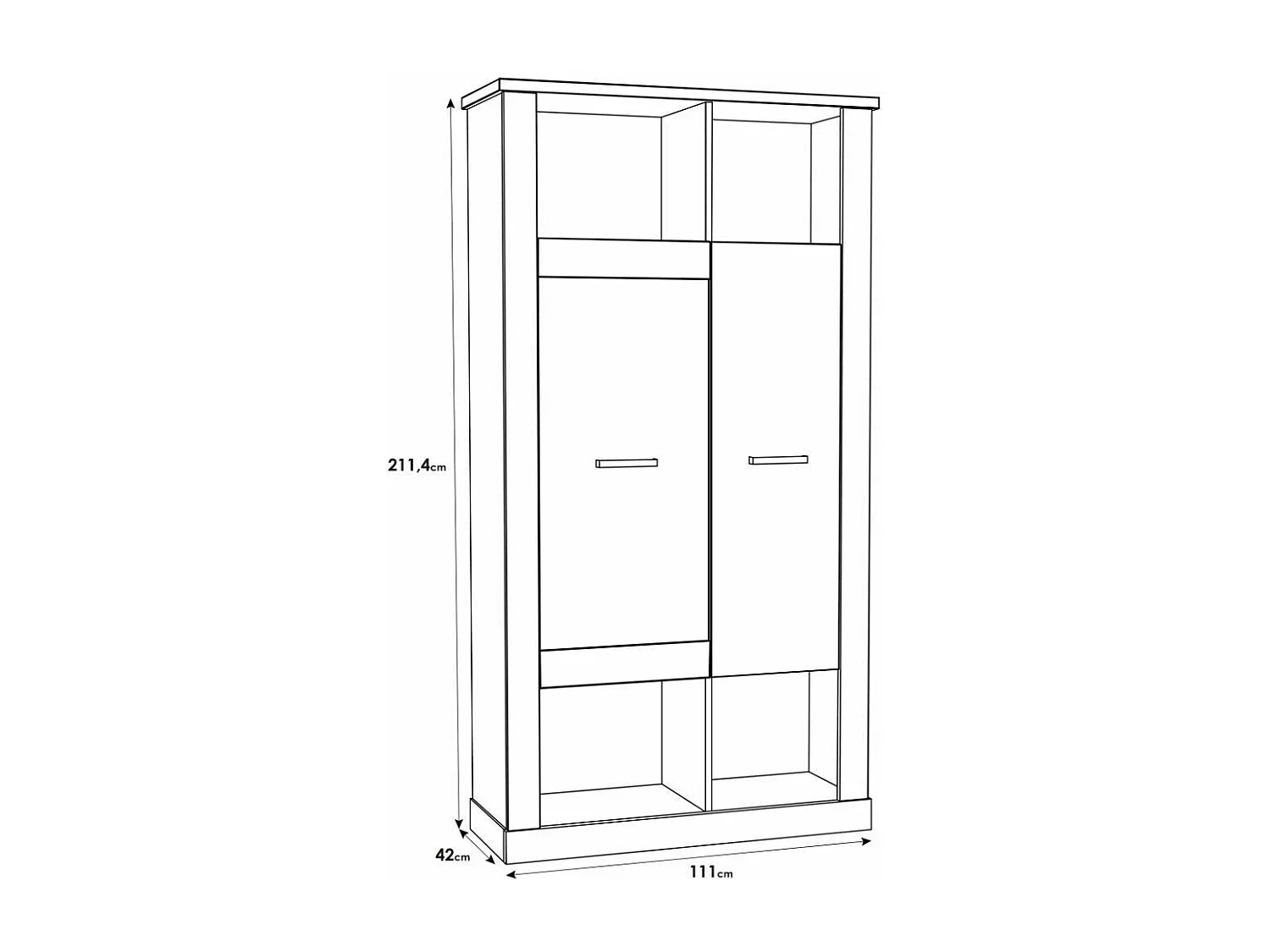 Vitrina alta de 211x111x42 cm con acabado en madera de roble antiguo en color marrón Yukon