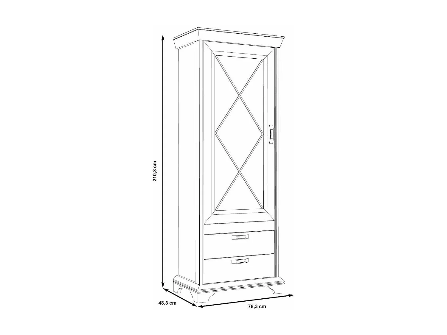 Vitrina de 210x78x48 cm de madera y derivados con puerta acristalada en color blanco Karen