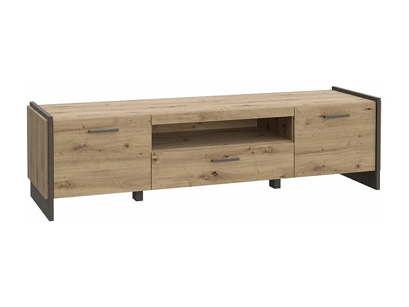 Mueble TV en 51x187x41 cm de estilo industrial con 2 puertas batientes en beige Frank