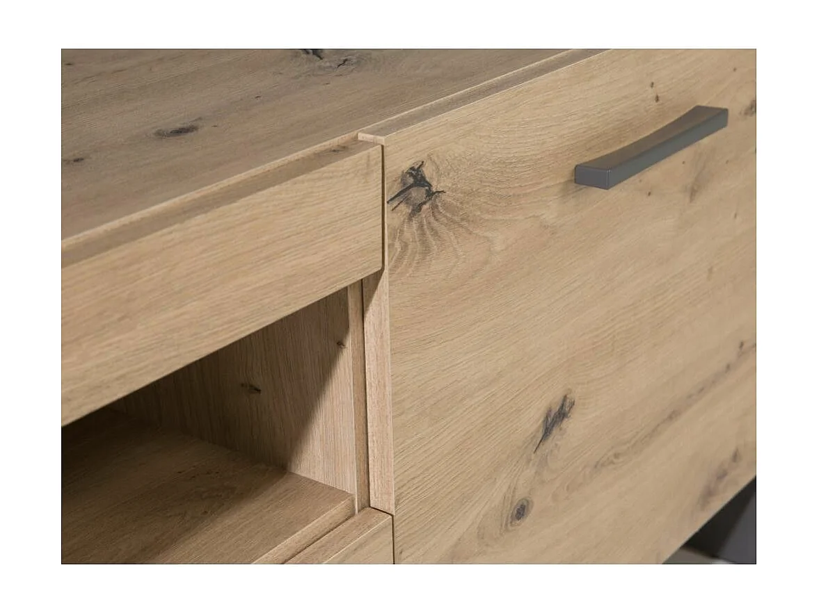 Mueble TV en 51x187x41 cm de estilo industrial con 2 puertas batientes en beige Frank