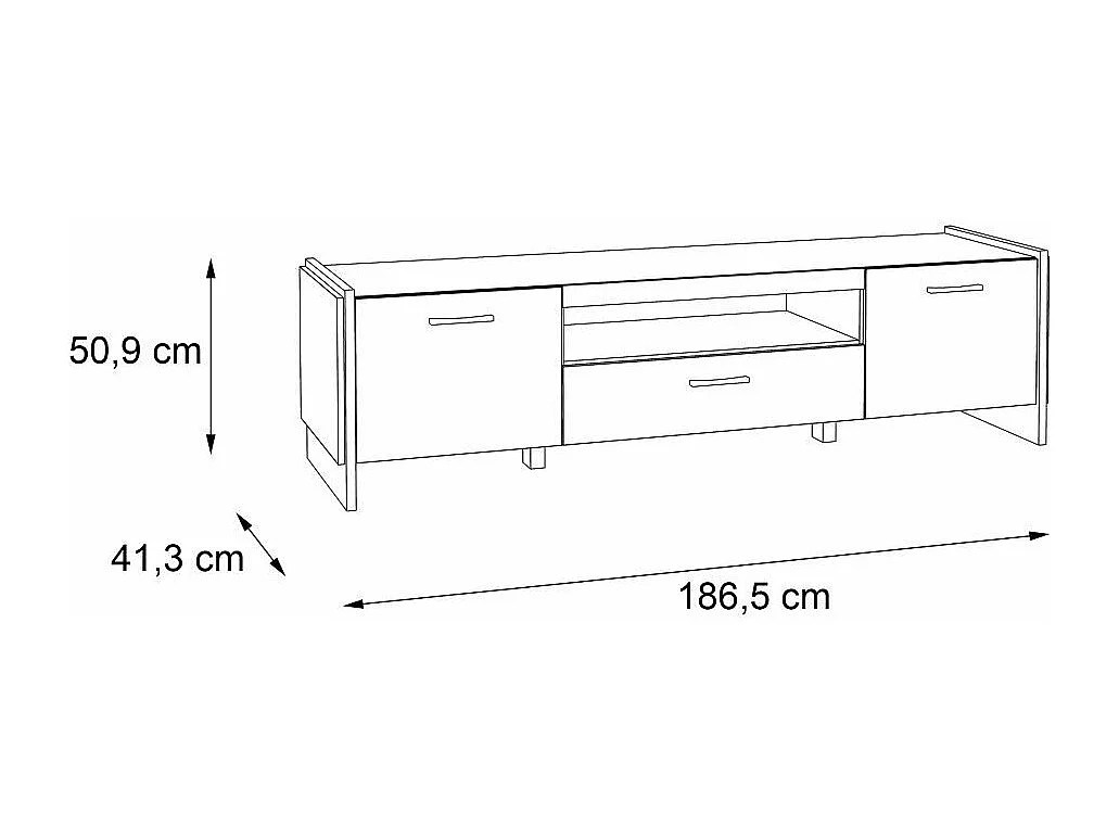 Mueble TV en 51x187x41 cm de estilo industrial con 2 puertas batientes en beige Frank