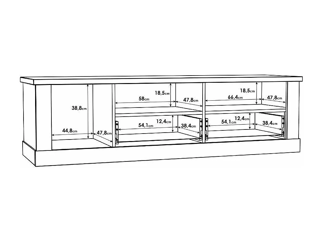 Mueble TV de 51x179x53 cm con 2 cajones inferiores y puerta en color beige Yukon