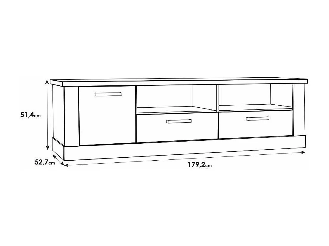 Mueble TV de 51x179x53 cm con 2 cajones inferiores y puerta en color beige Yukon