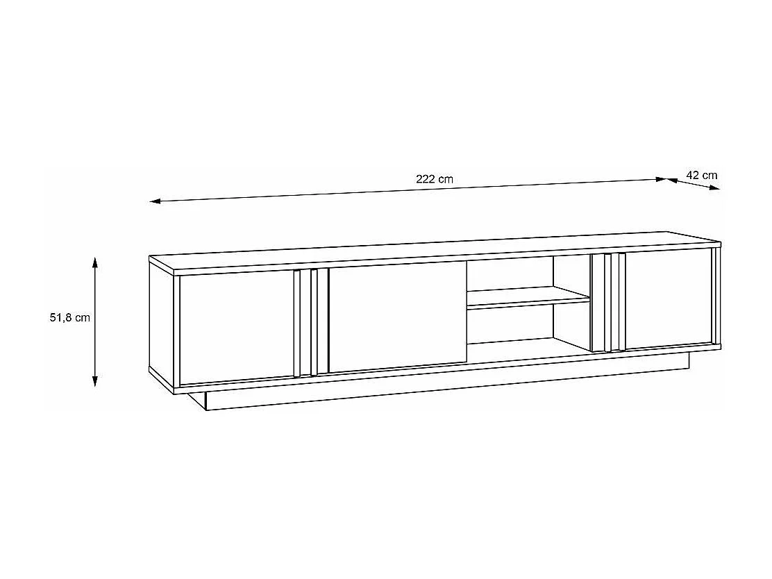 Mueble de TV de 52x222x42 cm de estilo nórdico con 3 puertas batientes en beige Sigrid