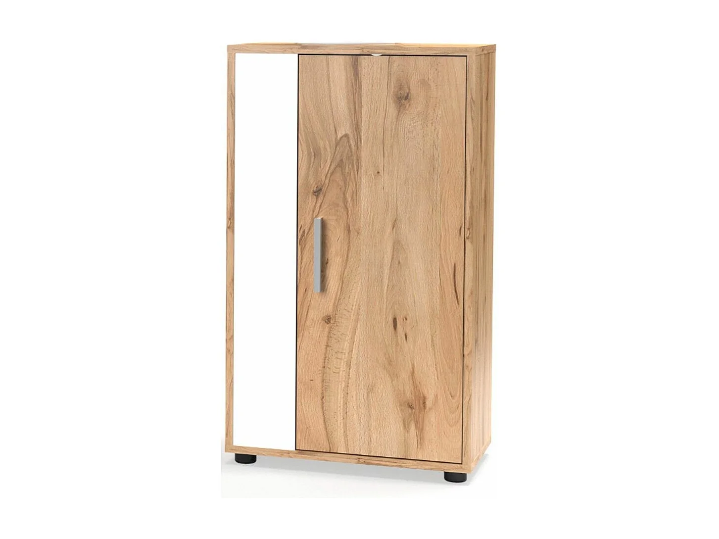 Mueble de salón de 196x230x38 cm de estilo nórdico con 3 módulos en roble oscuro Bosco