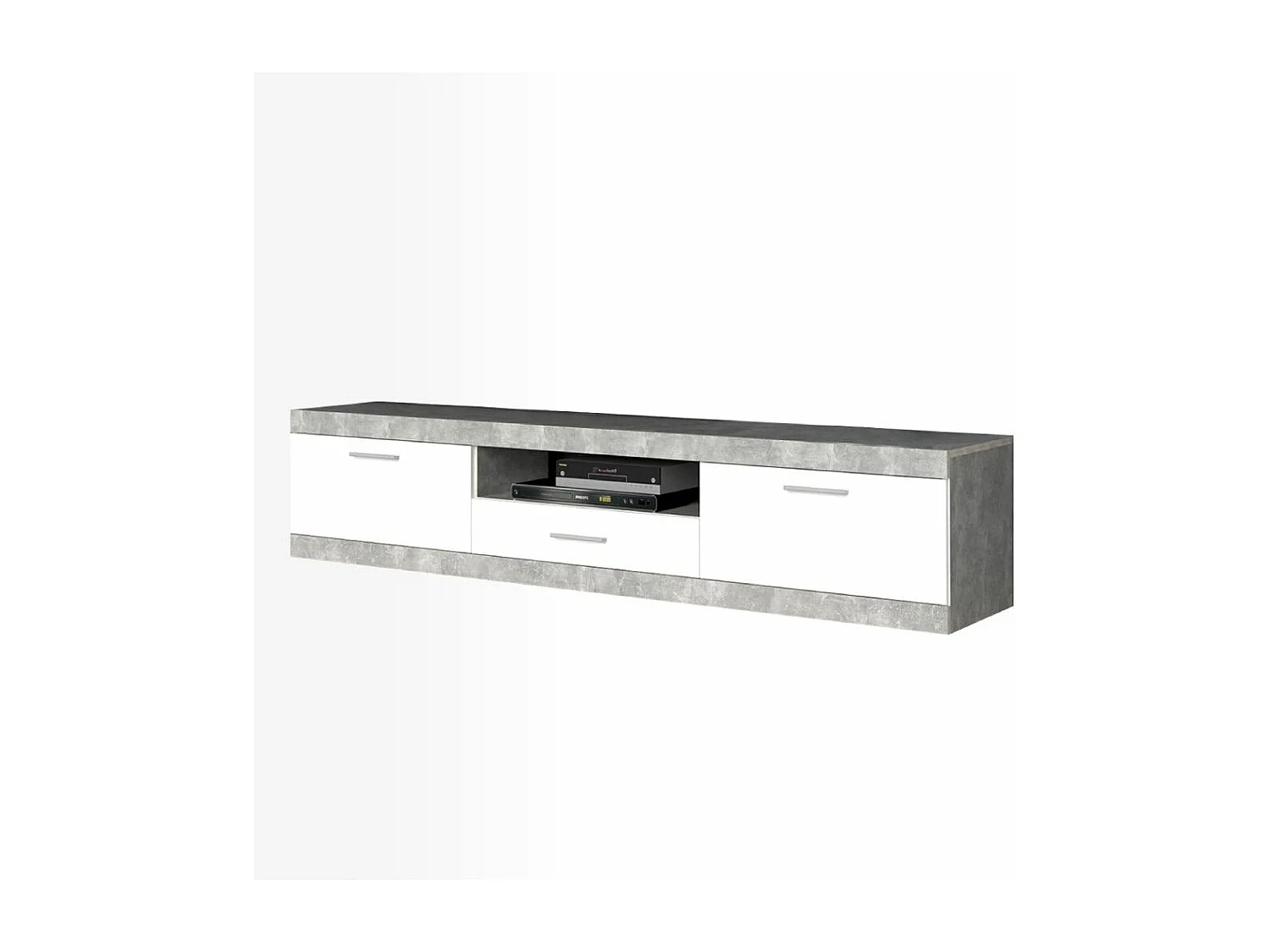 Mueble de salón de 255x179x40 cm de estilo nórdico con 4 módulos en color gris Lewis