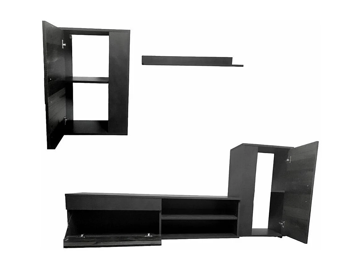 Mueble de salón de 196x230x38 cm de estilo nórdico con 3 módulos en color roble Bosco